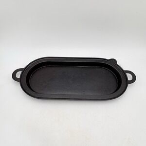 Antique Oval Cast Iron #7 Griddle Shallow Pan Fish Fryer w/Spout Seasoned 16.5"